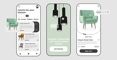 UI\UX design. Mobile design for choosing furniture app branding design graphic design typography ui ux веб дизайн мобильное приложение