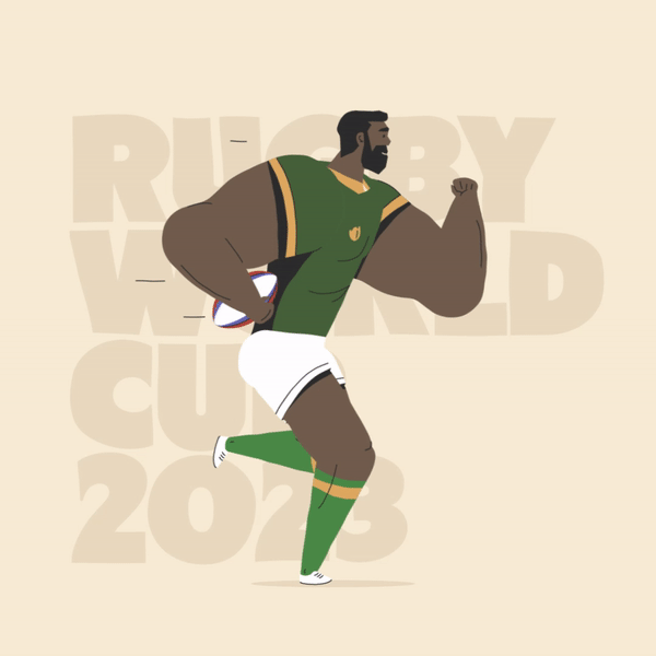 Rugby World Cup 2023 - Lets go! animation character illustration rugby run south africa stylized