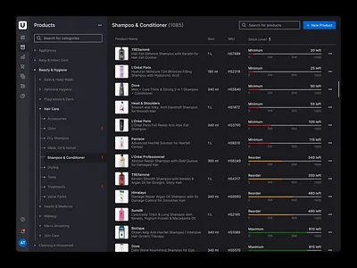 Dashboard / Product List | Uzence app button creativity dark dashboard design figma flat innovation list menu minimal product table tree view ui ui design uidesign ux web