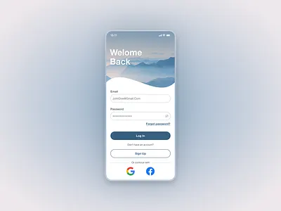 Log In - app screen app app log in dailyui log in minimalist product design rounded sign up smooth uiux