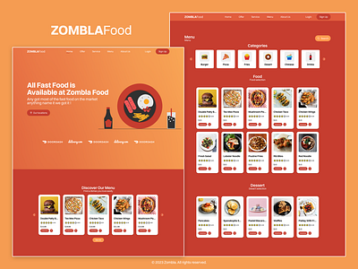 ZomblaFood Landing Page - food website design graphic design ui ux web website