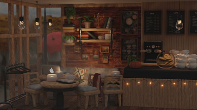 Autumn coffeeshop 3d 3d art 3dart 3ddesign 3dillustration blender blender 3d design illustration render