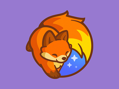 Little Firefox animal brand branding cute explorer fire firefox fox graphic happy icon identity illustration kawaii logo mascot stars ui world
