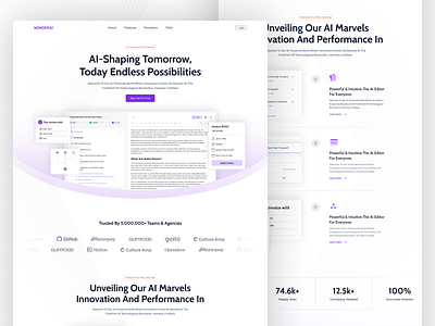 WONDERAI Saas website Landing page UI Design🔥 call to action cta dasboard features fintach footer header home page how it works landing page landingpage minimal saas landingpage saas website software landing page ui ux web webdesign website landing page