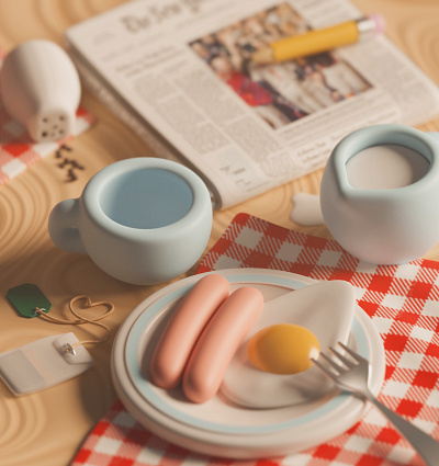 Breakfast time 3d 3d art 3dart 3ddesign blender blender 3d cycles cyclesrender illustration render