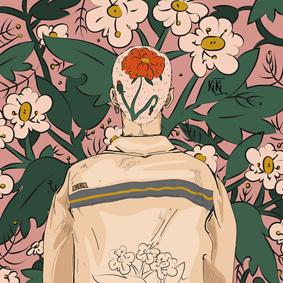 BOY art boyportrait digital digitalillustrator flowers graphic illustration portrait spring tenderness