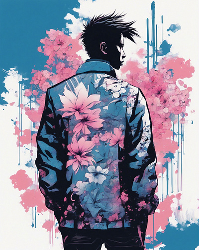 Tokyo fashion clothing clothing pattern cyberpunk design digital illustration digital painting fashion flowers illustration jacket street streetwear