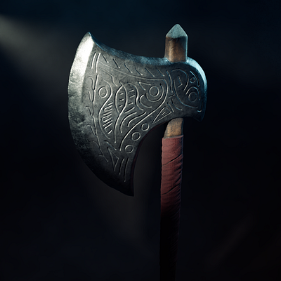 Ancient ax with a medieval and fantastic style photoshop