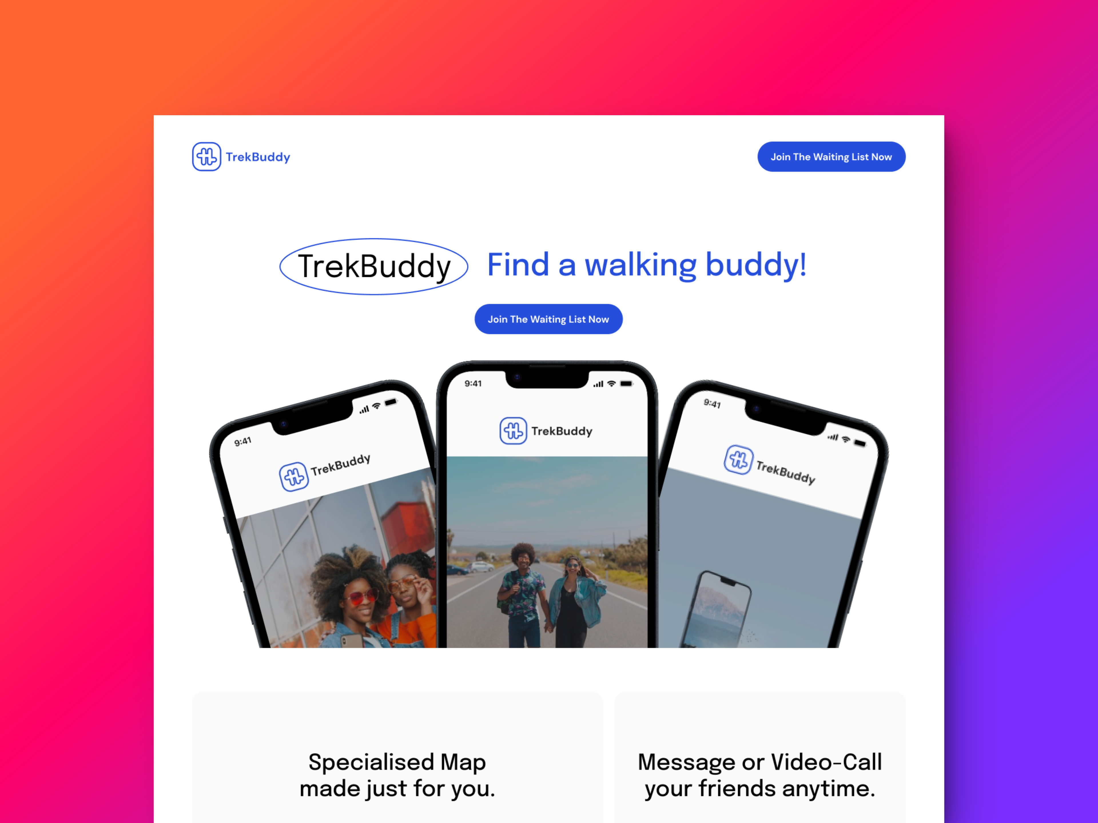 TrekBuddy Landing Page (Wireframe & High-Fidelity) application bento bento grid design branding clean design designer dribbble hero section design landing page logo minimalism minimalist ui ux webdesign