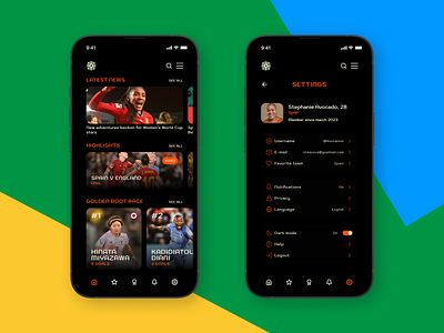 Redesigned homepage and settings page for an FFWC website dailyui ffwc graphic design homepage infographic mobile news settings soccer sports web