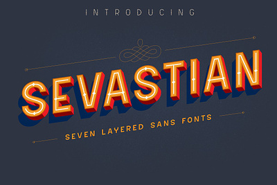 Sevastian Layered Typefaces Free Download 3d 3d font 3d shadow extrude extrude font font bundle font layered hatch inline monoline seven shadow shadow font sign signpainter