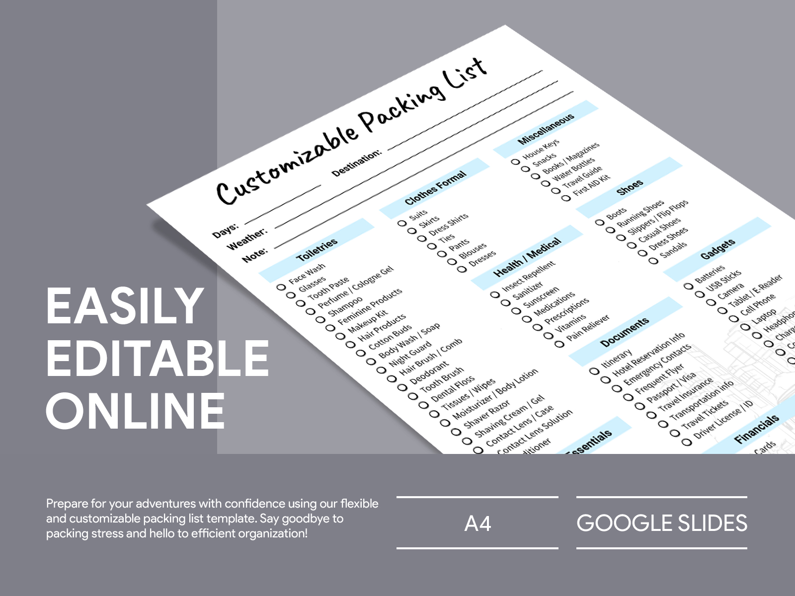 Customizable Packing List Free Google Docs Template By Free Google Docs ...