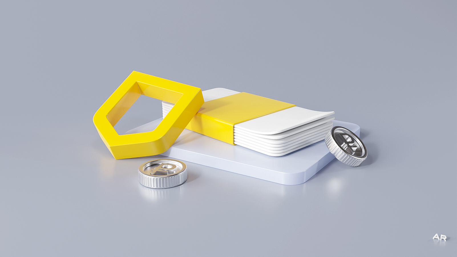 Yellow bank illustrations 3d bank blender finance illustration product
