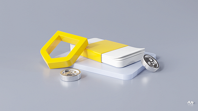 Yellow bank 3d bank blender finance illustration product