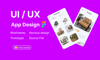 UI /UX Furniture App Design app branding design graphic design illustration logo typography ui ux vector