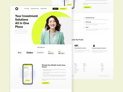 Investment Site banking clean finance fintech invest investment minimal ui ux web yellow