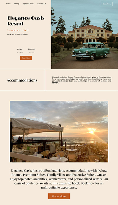 Landing Page UI Design for a Hotel animation branding ui uxdesign uxdseign webdesign