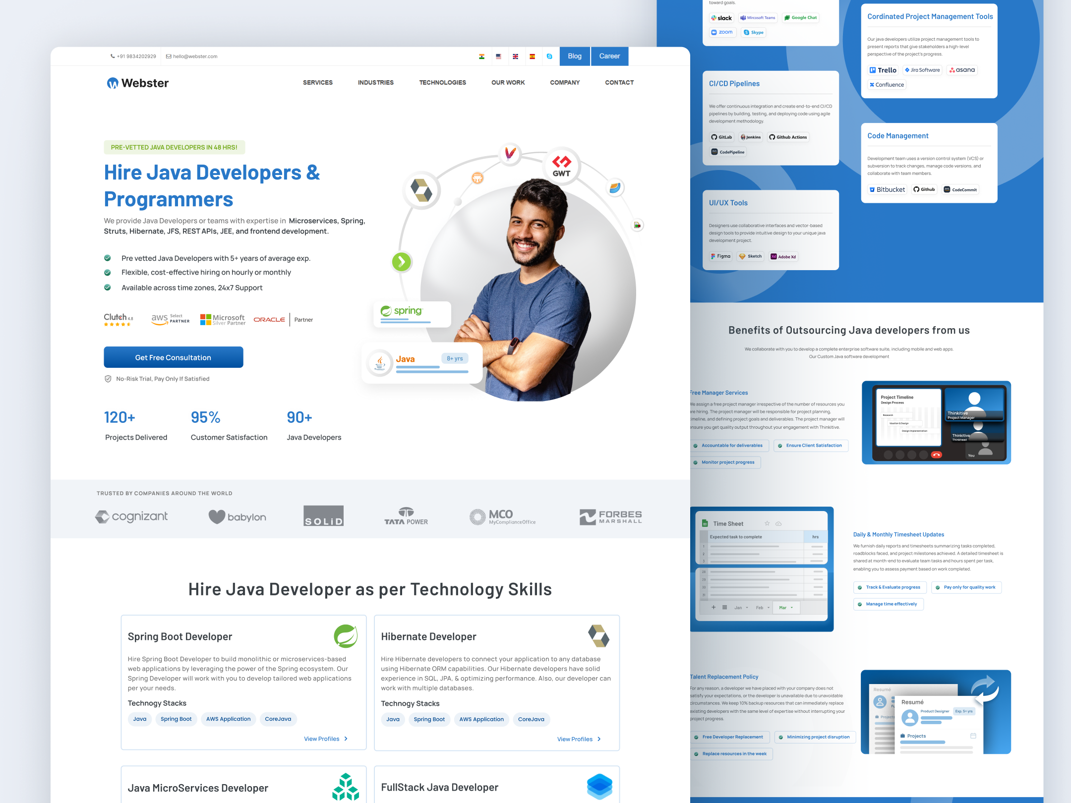 Hire Developer Page with Content that is SEO optimized hire hire java developer hiring page design landingpage technology ui ux web webpage website