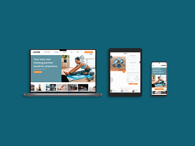 RYZE Fitness Online Site blue clean exercise fitness grey gym mobile neuflat orange responsive tablet ui web