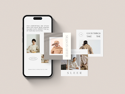 Instagram post and story for fashion brand graphic design