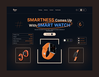 Smart Watch Landing Page design product landing page single product ui smart watch smart watch landing page trendy website ui watch web ui design website