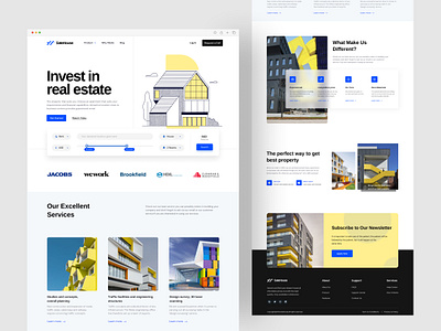 Real Estate Investment Website Design clean corporate website illustration investment investment company investment website design lading page redesign landing page landing page design minimal property website real estate real estate company website design website redesign