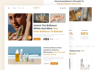 Skincare Landing page beauty bodycare clean cro cta design graphic design homepage landing page luxury man orange osea project saas skincare usa website white mode woman