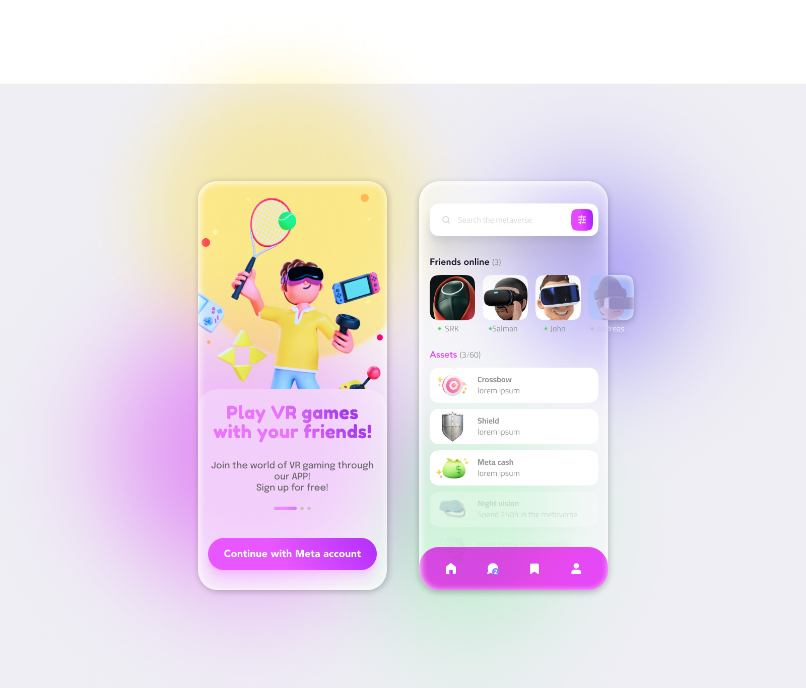 Glassmorphism style gaming app glassmorphism