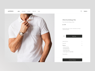 Ecommerce minimal - Product Page UXUI add to cart clean design e commerce ecommerce mens clothing minimal minimalism minimalistic polo shirt product page shop shopify shopping shopping page ui ux web design web shop website