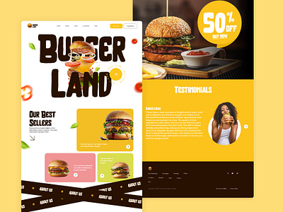 Burger Land landing page burger colorful food landingpage userinterface vibrant websitedesign yellow