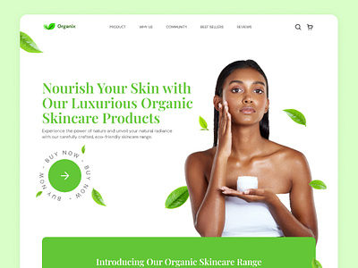 Organix Landing page beauty green landingpage nature skin uiux userinterface webdesign websitedesign