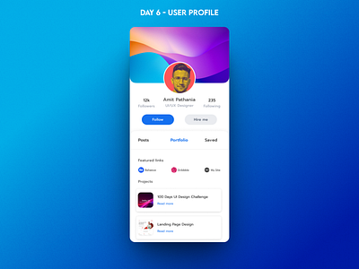 Daily UI | Day 06 | User Profile 06 dailyuidesign06 daliyui06 user profile