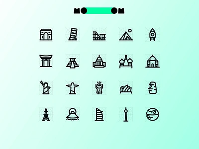 MoooM Day 28 berlin design figma icons japan landmarks london mooom mordor paris pyramids ui