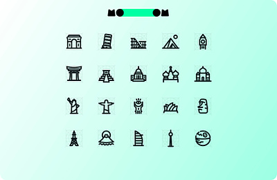 MoooM Day 28 berlin design figma icons japan landmarks london mooom mordor paris pyramids ui