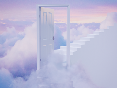 Door to Heaven 3d clouds door dreams fantasy graphic design heaven nature pink vibes