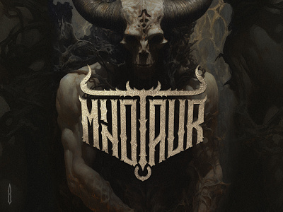 Minotaur ancient greek ancient myth back metal lettering black metal logo bull dark lettering death metal lettering death metal logo deathcore game dev game lettering game logo gothic lettering gothic logo greek myth minotaur music logo satur tattoo art tattoo logo