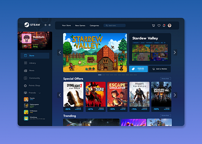 Steam Mockup ui