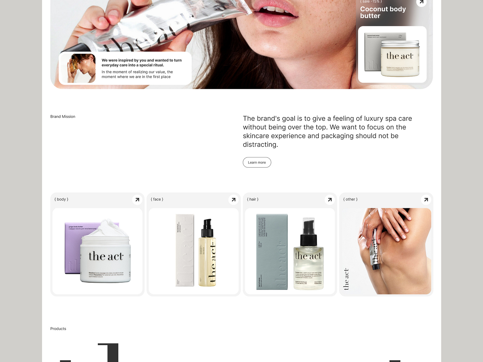 Design concept for a cosmetics website by Anastasia Ulagasheva on Dribbble