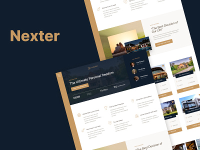 Nexter- landing page for a property dealer agency app design landing page typography ui