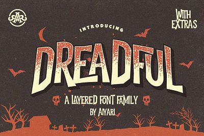 Dreadful +Extras Free Download aiyari classic decorative display font halloween halloween font hand drawn hand made hand writing horror horror font layer font layered font retro scary title urban vintage