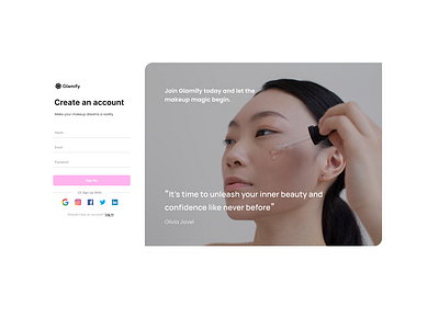 Daily UX, Day 1 appforwoman branding figma learningdesign makeup signup ui ux uxdesign uxlearn webdesign