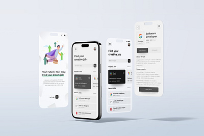 Job finder - mobile app app design career hiring iphone 14 pro job job search minimal mobile app ui ui design uiux design