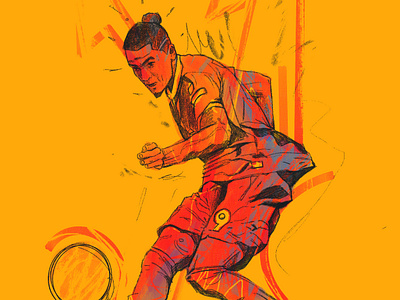 Decisive moment character football footballer game illustrate portrait illustrated football illustration illustrator people portrait portrait illustration procreate socccer