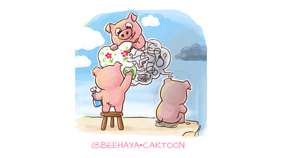 A Ray of Hope: Cartoon Art for Suicide Prevention beehaya caricature cartoon advocacy cartoon artist cartoon awareness cartoonist coloring illustration empowering art etsy cartoon fiverr cartoon funny health art hopeful cartoons mental wellness pig cartoon positive messages suicide prevention suicide prevention art world suicide prevention day