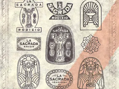 The Sacred badge design branding flash sheet food food industry logo design logo illustration merch restaurant restaurant branding retro sacred service industry signage steak house tattoo flash tattoo inspiration texture texture brushes vintage