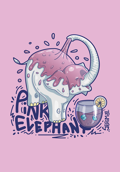 Pink Elephant: A Tipsy Delight character design elephant graphic design illustration party icebreaker pink elephant tipsy humor vector