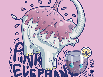 Pink Elephant: A Tipsy Delight character design elephant graphic design illustration party icebreaker pink elephant tipsy humor vector