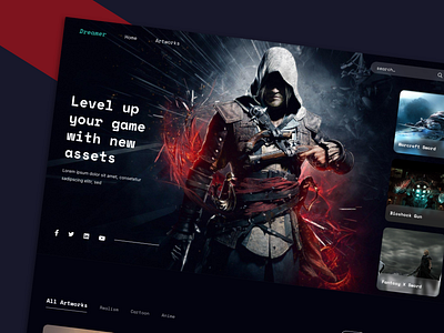 Dreamer - Gaming website UI/UX design design game gaming ui ux website design website ui