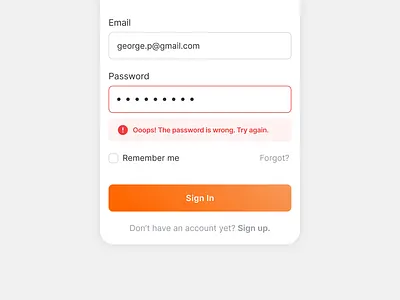 Sign in form error design error form ios log in message sign in sign up ui ux