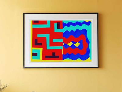 Colour Patch 7 – Colourful Geometric Abstract Print abstract art art print colourful art eclectic art funky art funky art print geometric abstract retro art